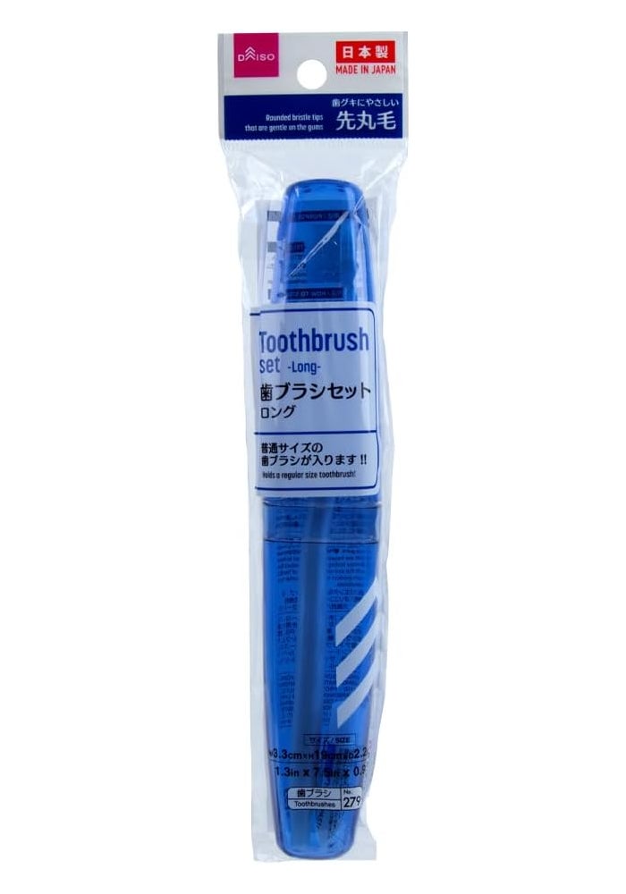 Daiso Long Toothbrush Set Blue Deep Cleaning Oral Care Brushes - Image 1